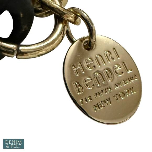 Henri Bendel Black Pebbled Leather Wristlet Clutch Purse Gold Hardware Rare - Picture 6 of 10